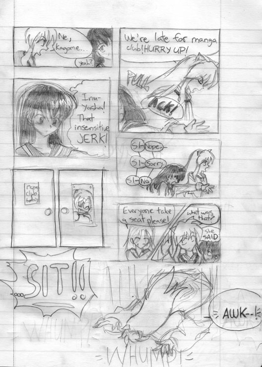 thingy that I drew as a possible manga club shirt design. At the bottom it would say 'and this is just what we can do with notebook paper!':p